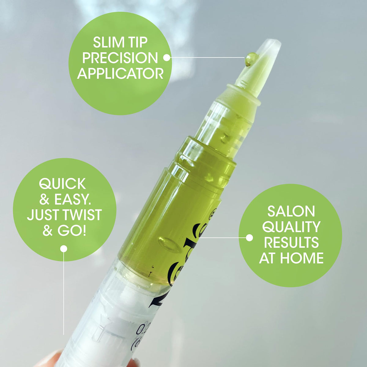 Nad's wand in use applying gel to brow for controlled removal