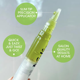Nad's wand in use applying gel to brow for controlled removal