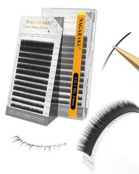 NAGARAKU front packaging showing matte black lashes and professional branding benefits easy selection