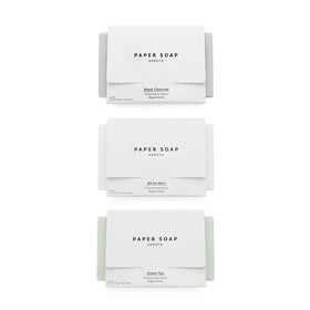 なごみ工房 front packaging showing compact travel-ready soap sheets and convenience