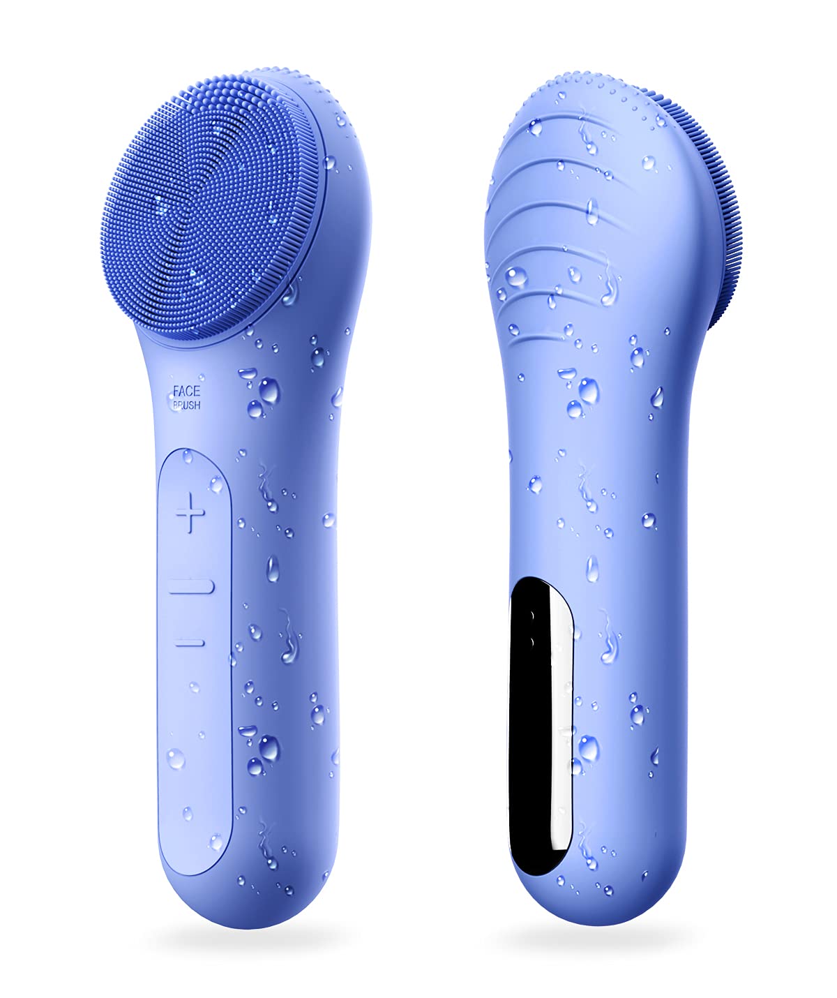 NågraCoola CLIE front view showing blue silicone bristles and ergonomic handle for gentle cleansing