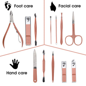 Nail Clippers and Beauty Tool Portable Set tools arranged displaying organized, professional grooming options
