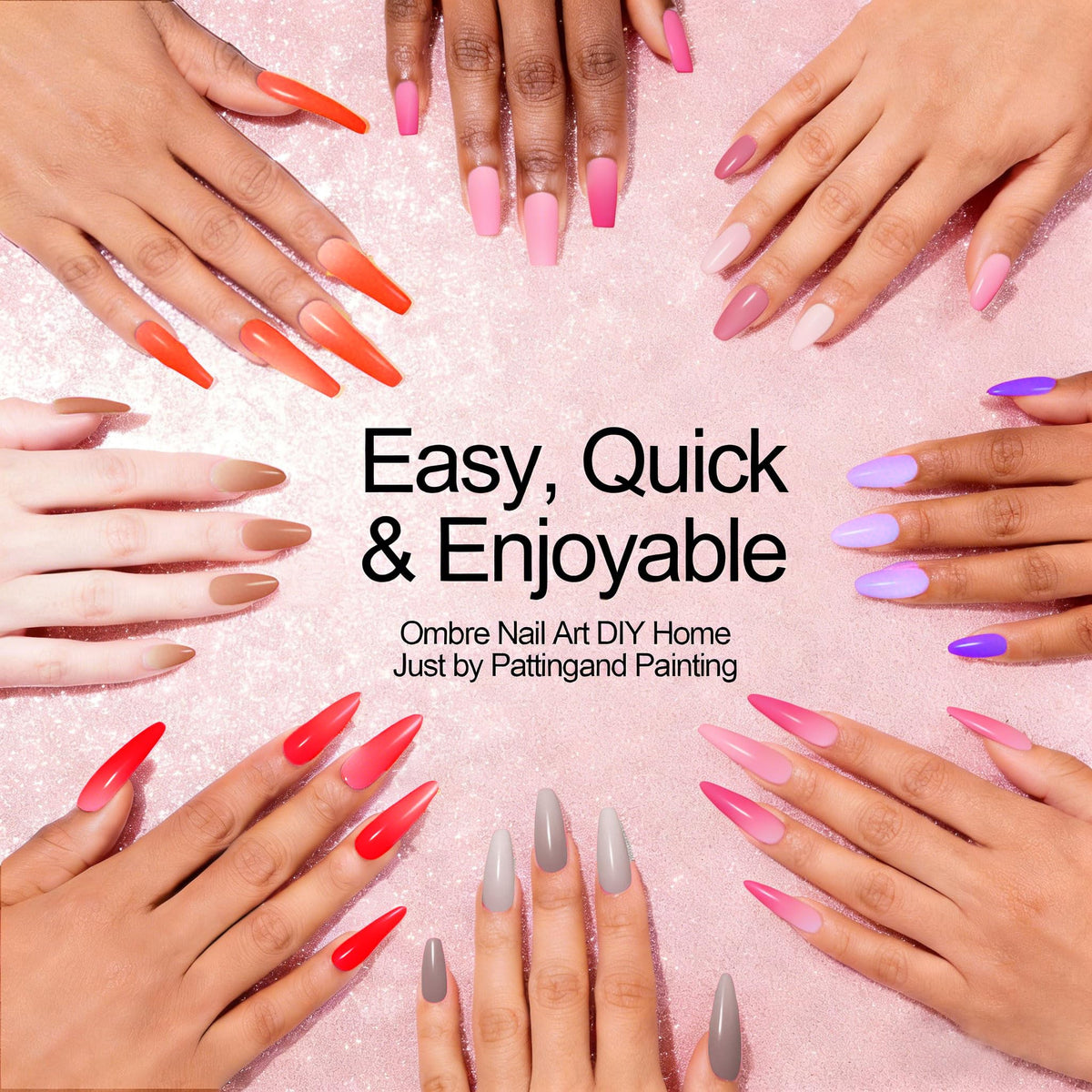 NAIL GIL gradient demo on nail tips illustrating seamless blend result