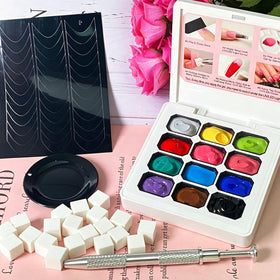 NAIL GIL open 12-color gel palette displaying vibrant ombre-ready hues
