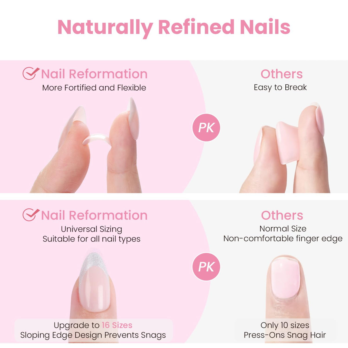 Nail Reformation press-on application step demonstrating quick secure adhesion