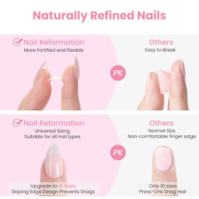 Nail Reformation press-on application step demonstrating quick secure adhesion