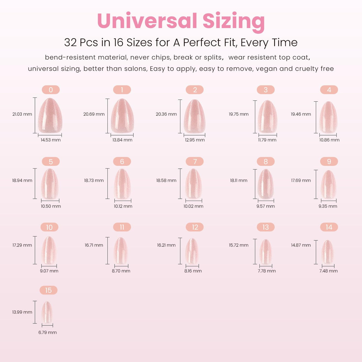 Nail Reformation array of 16 sizes laid out to show custom fitting options