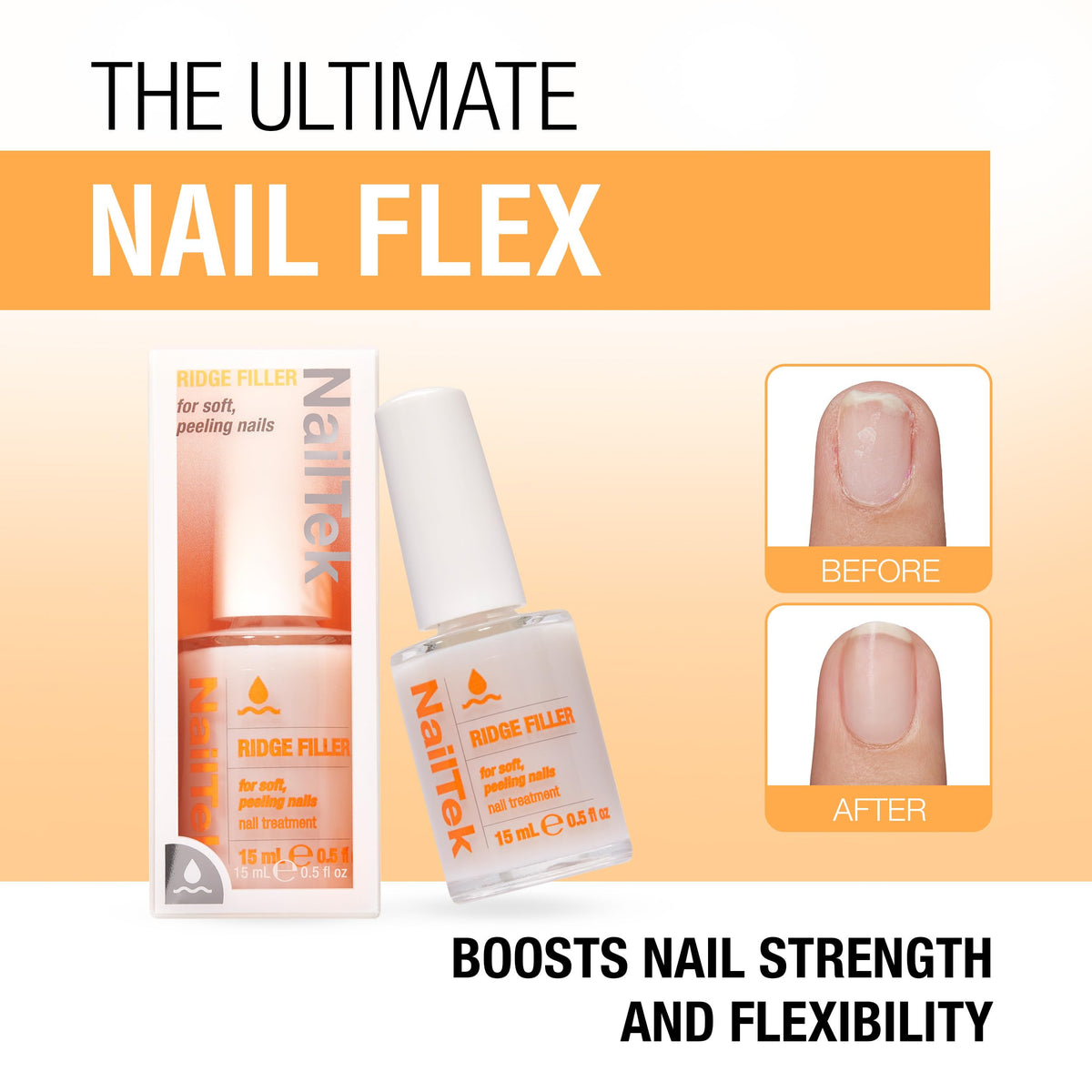 Nail Tek formula close-up showing micro-fiber texture that fills ridges for smooth nails