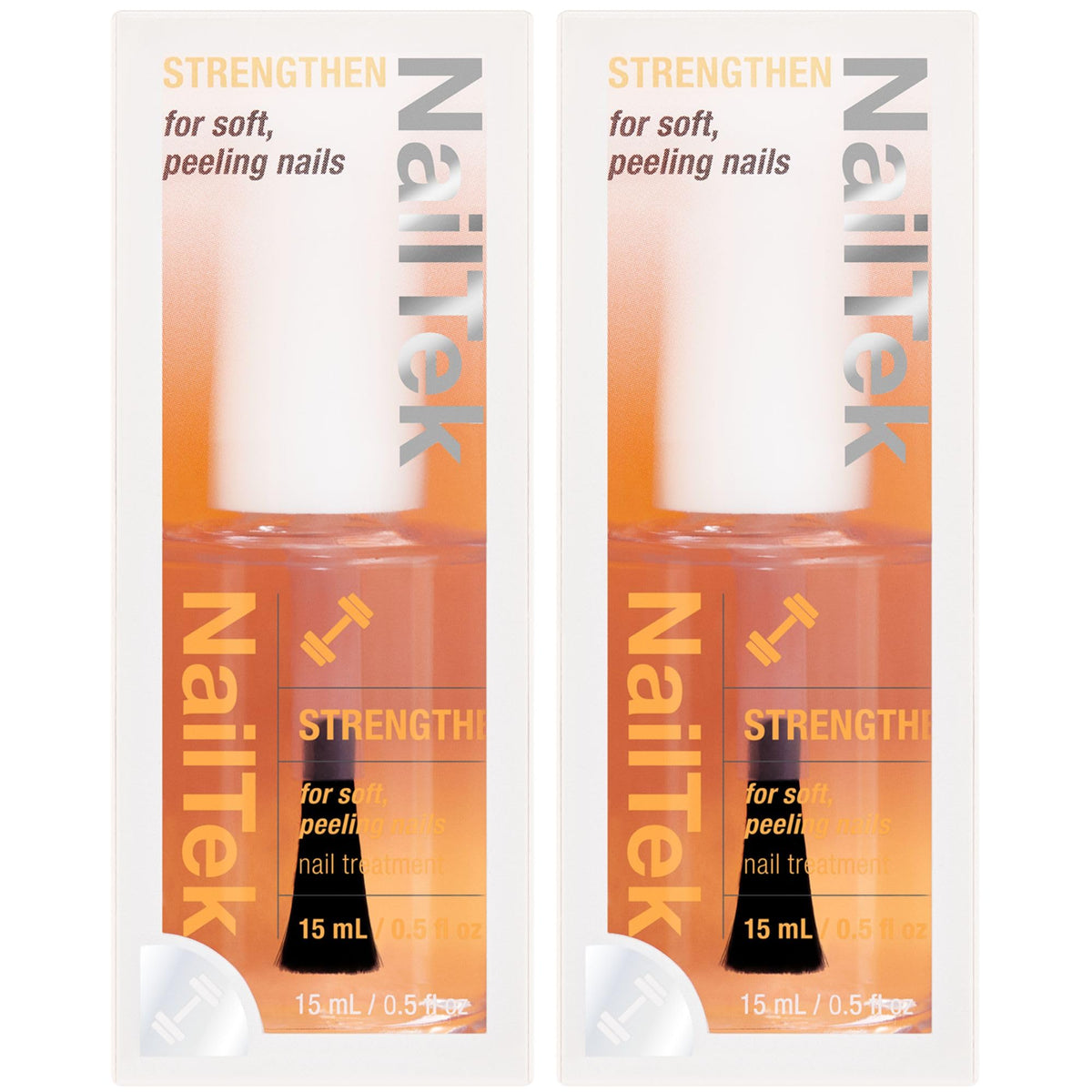 Nail Tek front packaging showing bottle and brush for stronger, healthier nails