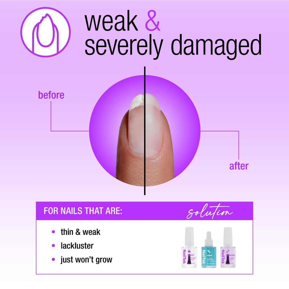 Nail Tek Hydrate bottle close-up showing pump texture and deep moisture benefit