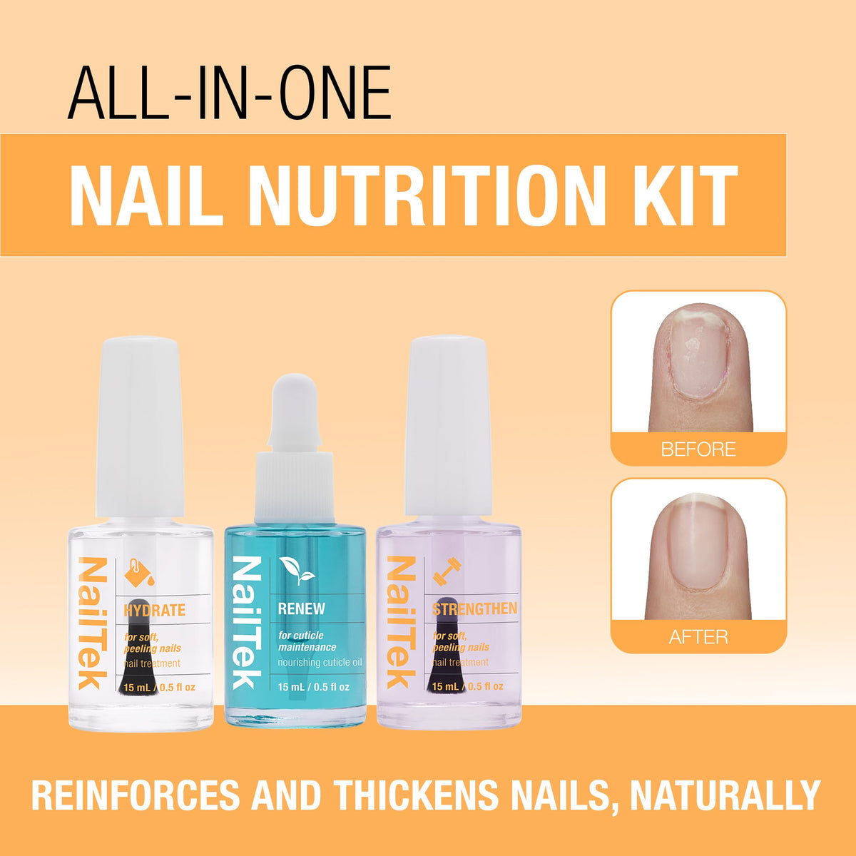 Nail Tek Strengthen label detail emphasizing reinforcement benefit
