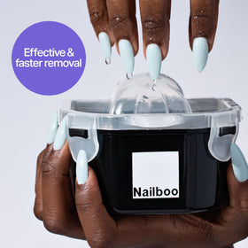 Nailboo acetone texture in bowl close-up illustrating clarity and fast dissolving action