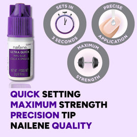 Nailene application on press-on nail showing fast, secure attachment