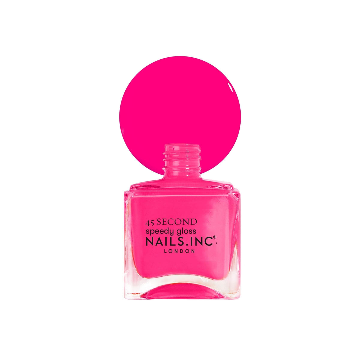 Nails Inc bottle staged with travel items illustrating portable, fast-dry polish