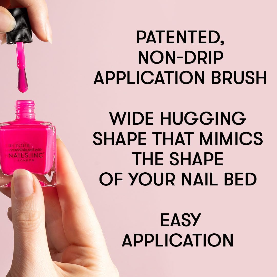 Nails Inc polish texture macro showing glossy, streak-free neon finish