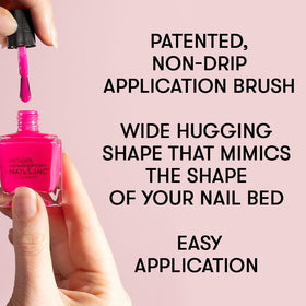 Nails Inc polish texture macro showing glossy, streak-free neon finish