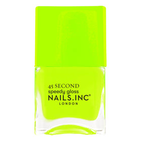 Nails Inc bottle front packaging showing neon green Daisy and glossy finish