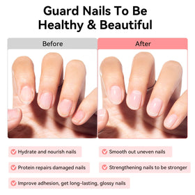 Nailshion application under polish demonstration showing seamless base for longer wear benefit