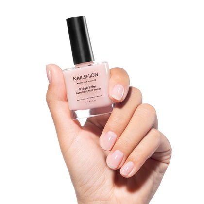 Nailshion front bottle ridge filler showing label and sleek packaging benefit: professional look