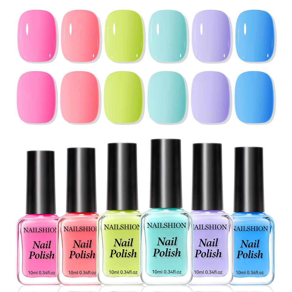 Nailshion front packaging showing six pastel bottles and easy gift appeal