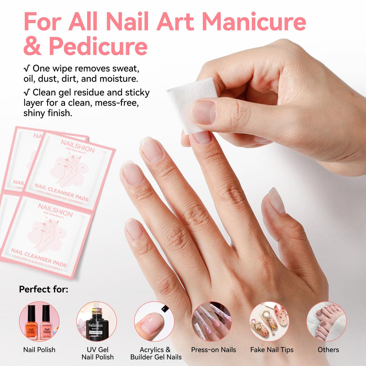 Nailshion pad in use prepping natural nail for better adhesion
