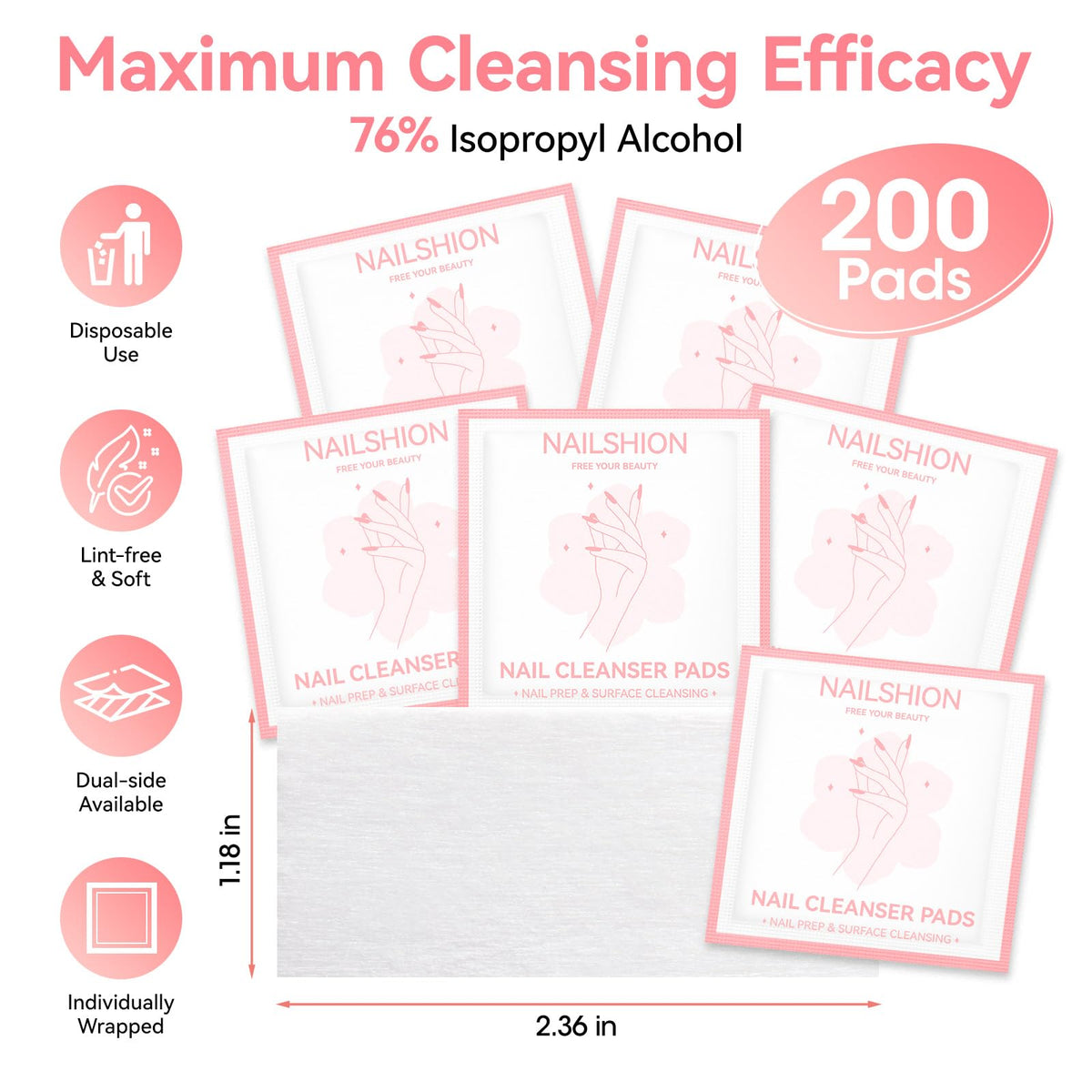 Nailshion single individually wrapped pad open for convenient use
