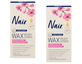 Nair front packaging showing legs and body strips for quick hair removal