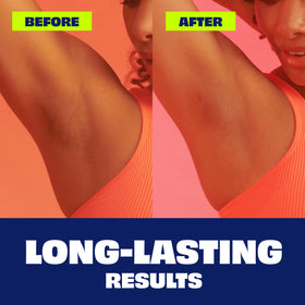 Nair displayed in bathroom setting for at-home waxing convenience