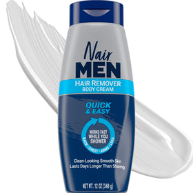Nair front packaging showing product and benefits for quick hair removal