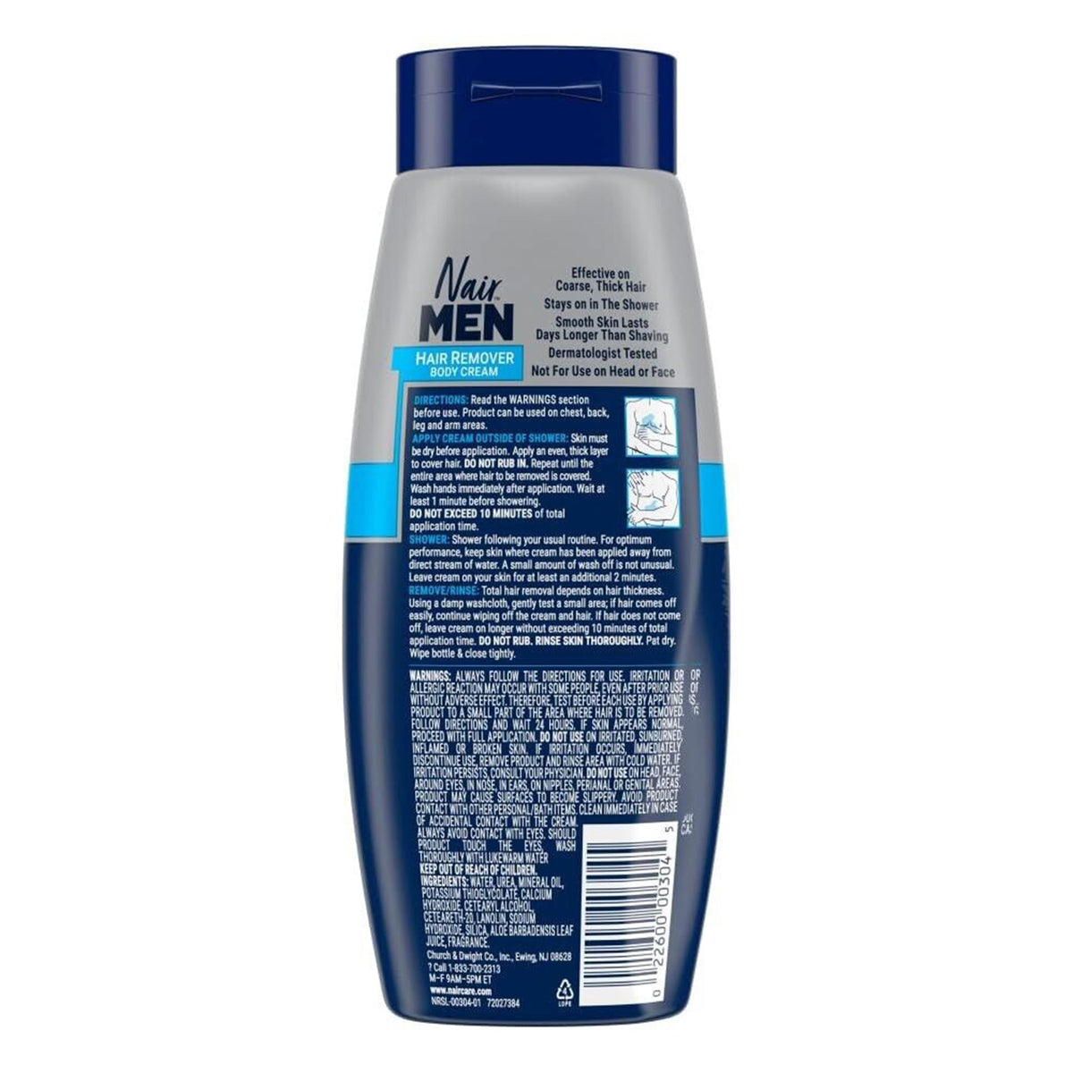 Nair men cream being applied to chest demonstrating coverage
