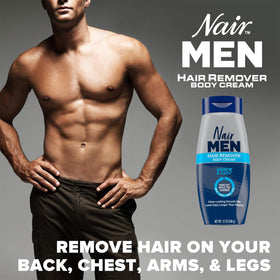 Nair men ingredient label close-up showing dermatologist tested