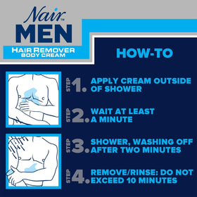 Nair men cream staying on during shower for convenient use