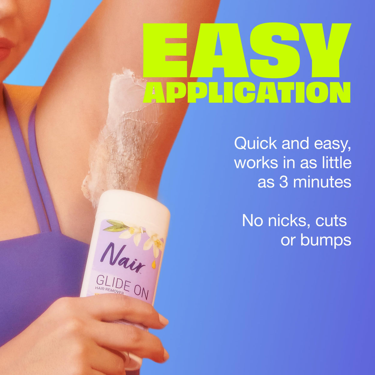 Nair product back label with directions and warnings for safe use