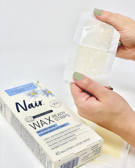 Nair post-wipe removing residue and soothing skin after wax