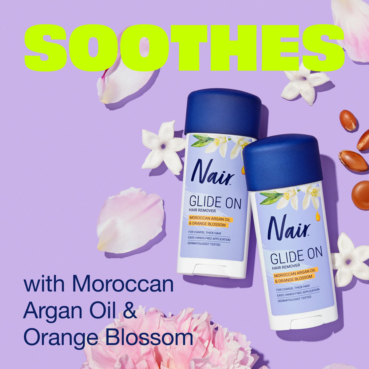Nair stick held in hand showing scale and convenient travel-friendly size