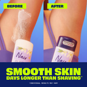 Nair cream texture close-up showing smooth formula for even coverage