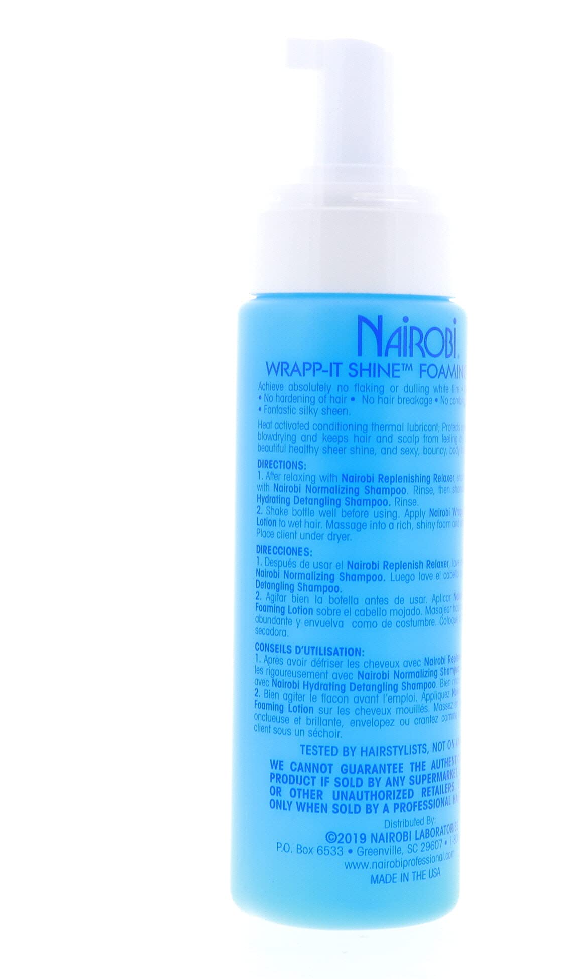 Nairobi foam being smoothed into hair for added shine and control