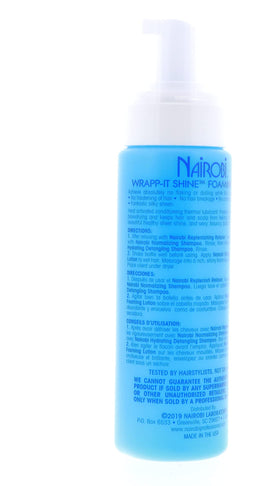Nairobi foam being smoothed into hair for added shine and control