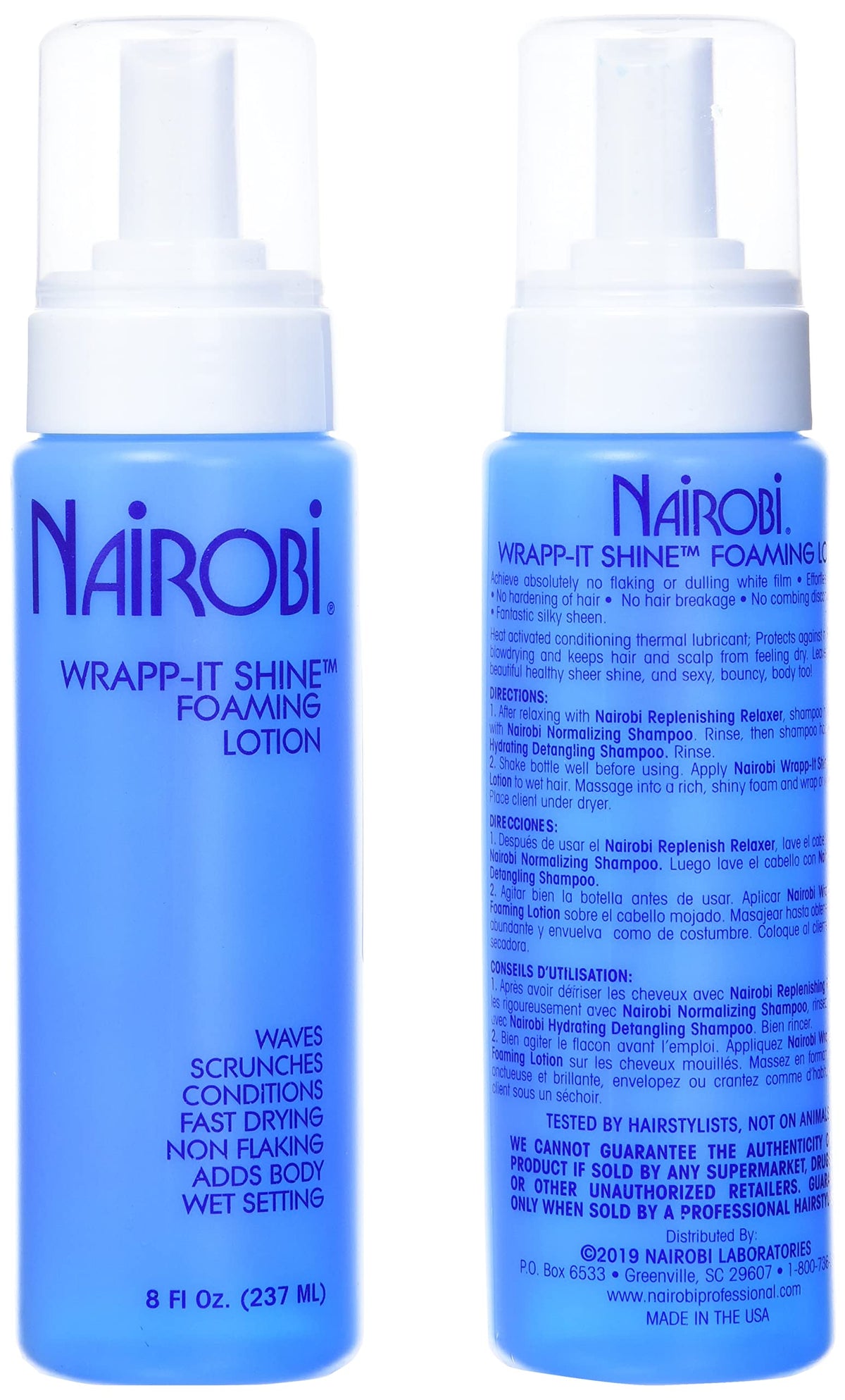Nairobi product in salon use on wet hair showing faster drying and smooth comb-outs