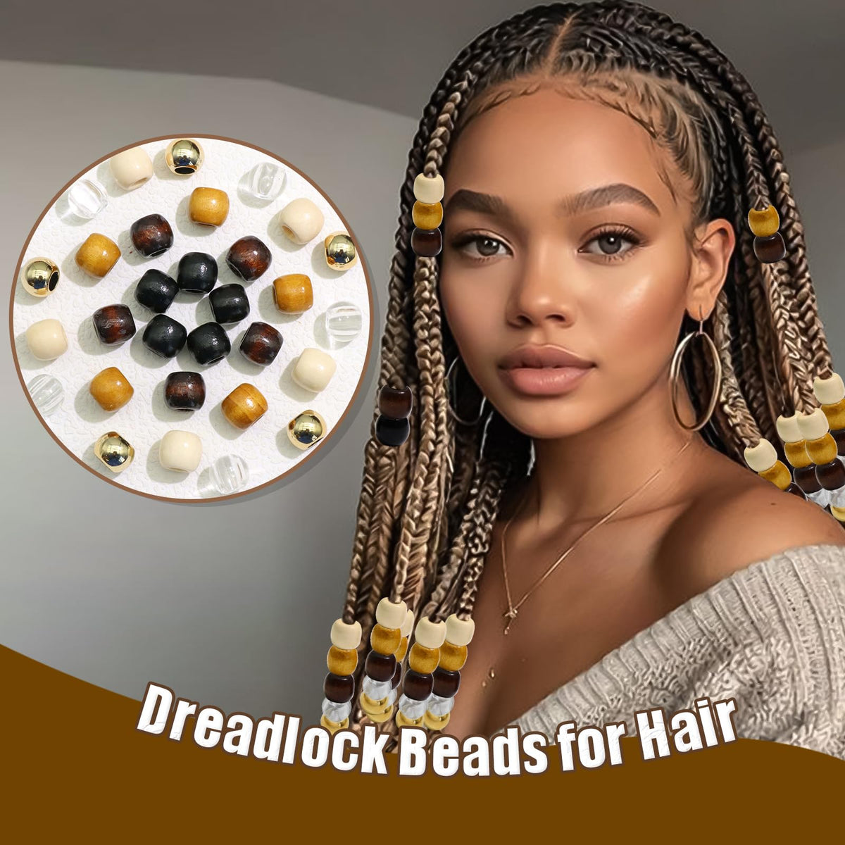 NAISKA beads with a hair beader tool demonstrating simple application