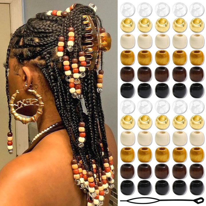 NAISKA front packaging showing 60 wooden hair beads kit, easy styling