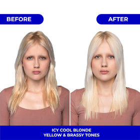 naissant applying mask to bleach blonde hair demonstrating toning action