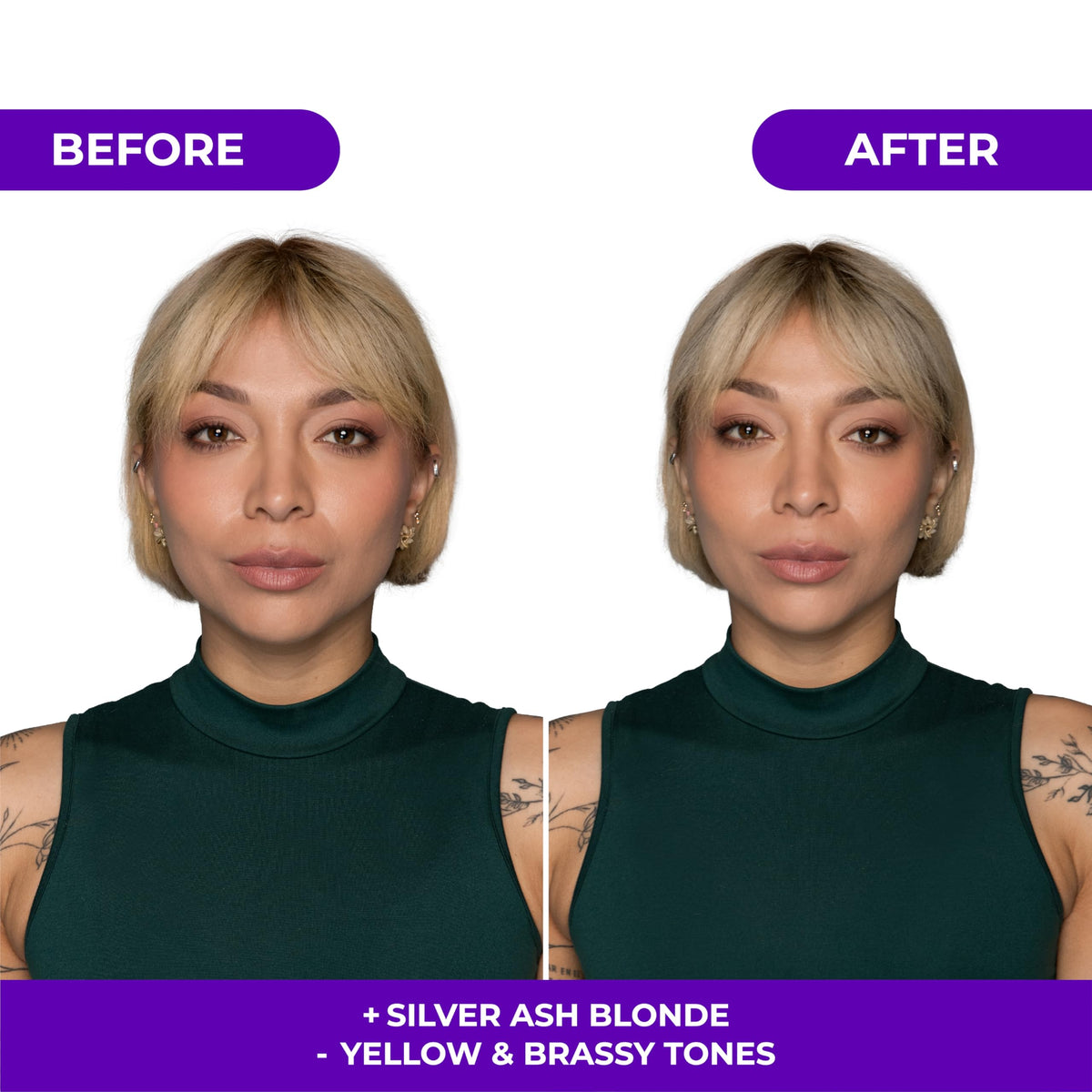 naissant applying mask to blonde hair to neutralize brassy tones