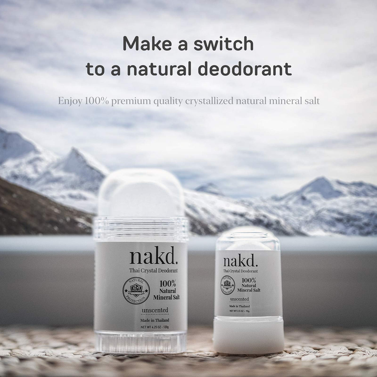 nakd applying wet crystal to underarm to prevent odor naturally