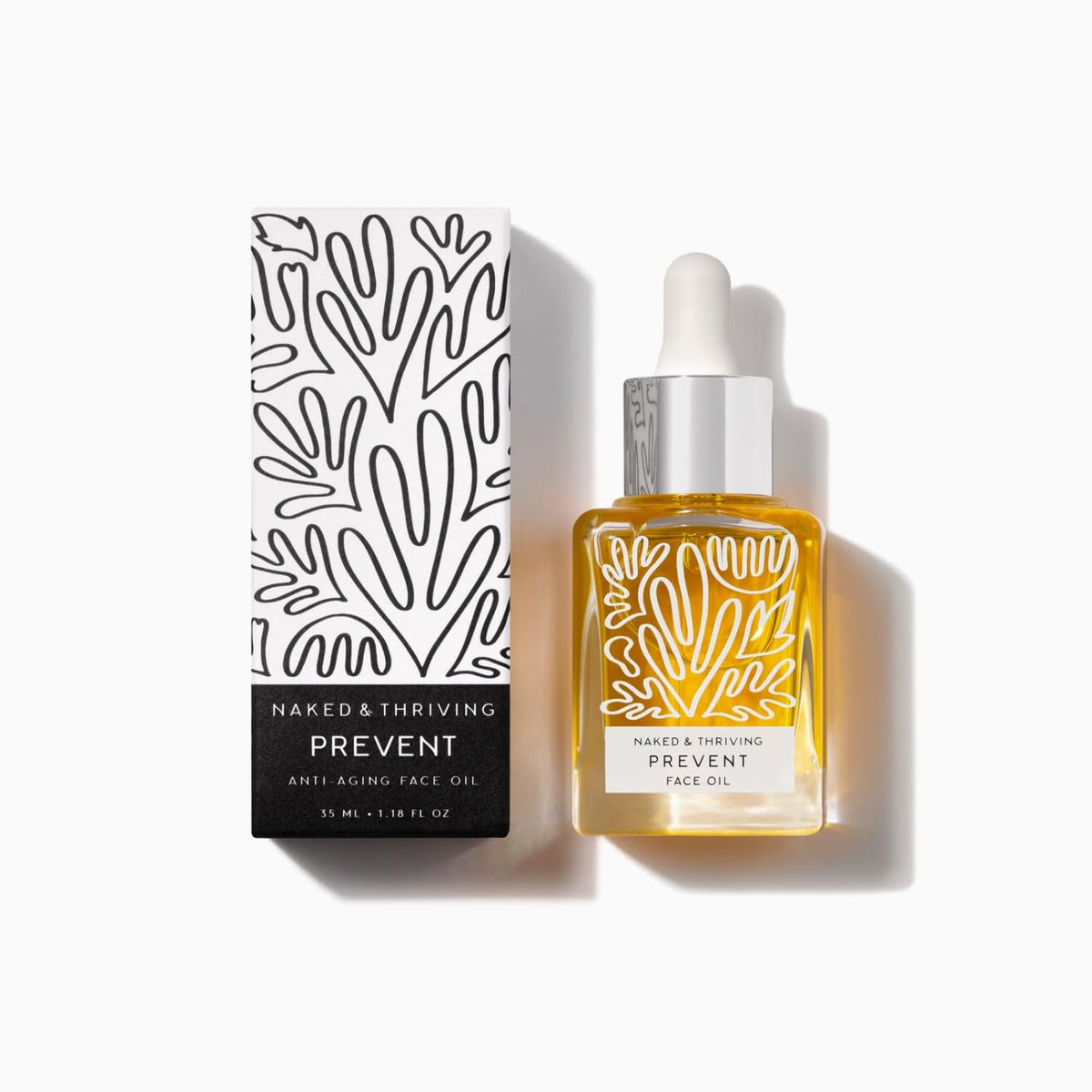Naked & Thriving front packaging showing bottle and label, conveys clean design