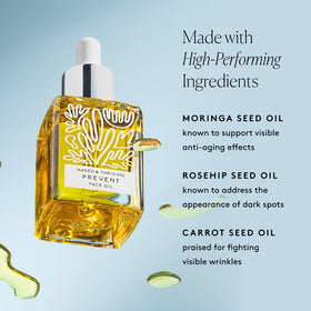 Naked & Thriving hand applying oil to skin, shows quick absorption benefit