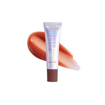 Naked Sundays front packaging showing SPF 50 and tinted lip gloss benefits