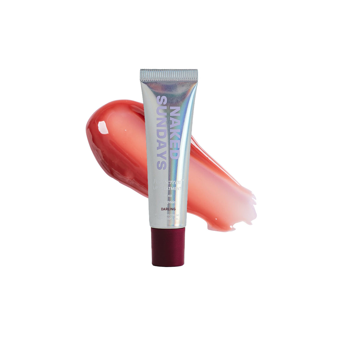 Naked Sundays PoutScreen front tube showing packaging and SPF benefit