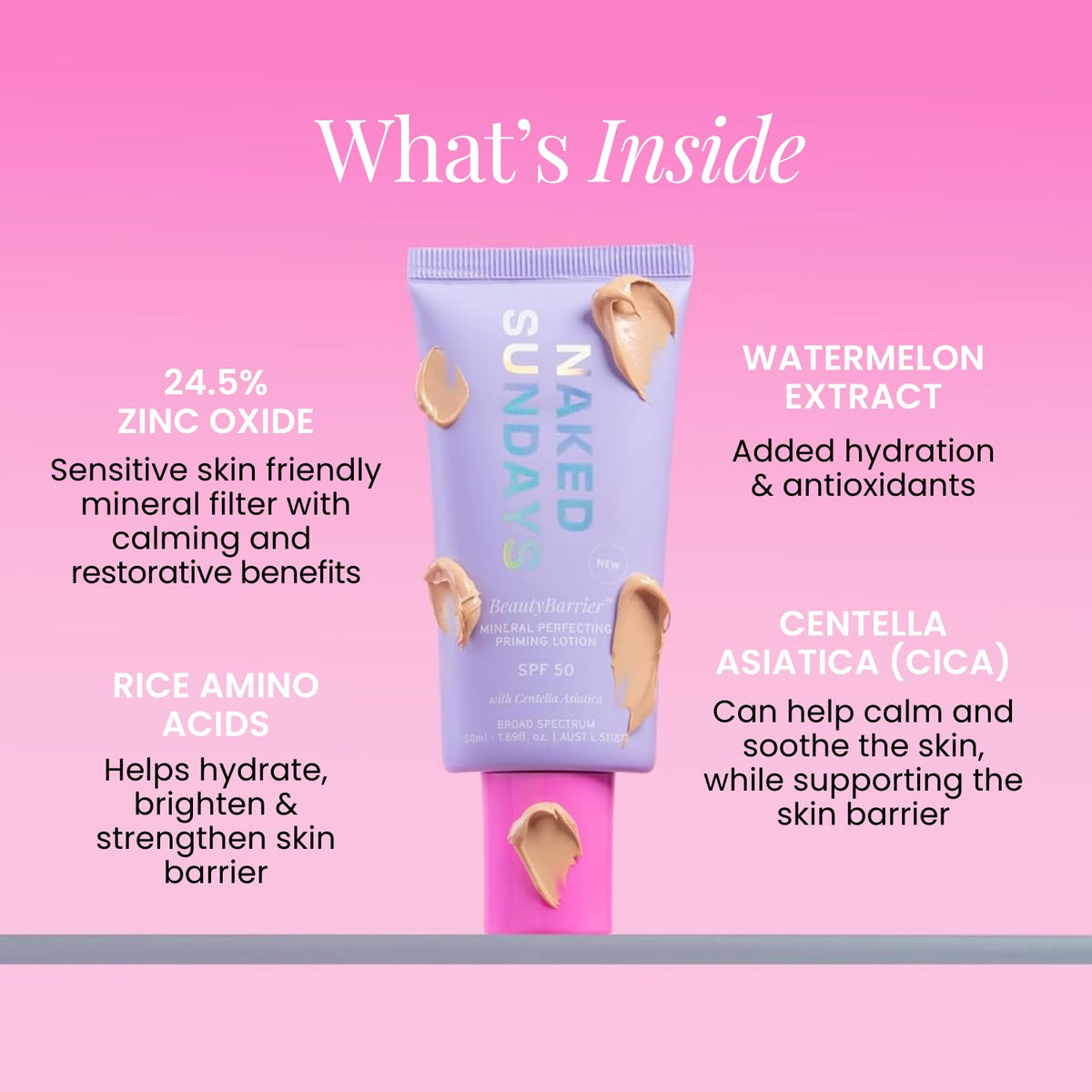 Naked Sundays tube cap and label detail highlighting product size