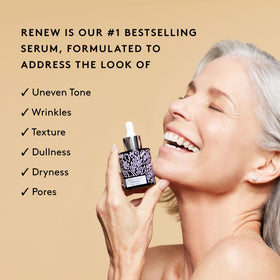 Naked & Thriving serum texture on hand showing lightweight hydration and smoothing benefit